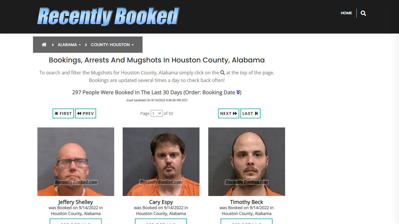 Bookings, Arrests and Mugshots in Houston County, Alabama - Recently Booked